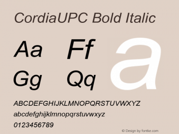 CordiaUPC Bold Italic Version 5.00图片样张