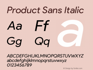 Product Sans Italic Version 1.009图片样张