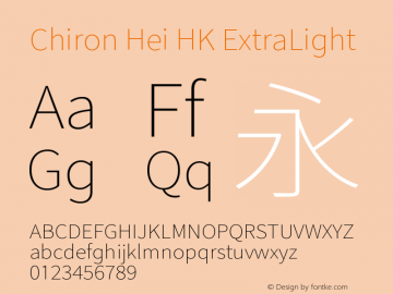 Chiron Hei HK EL Version 2.099;hotconv 1.1.0;makeotfexe 2.6.0图片样张