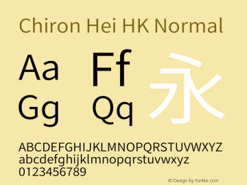 Chiron Hei HK N Version 2.099;hotconv 1.1.0;makeotfexe 2.6.0图片样张