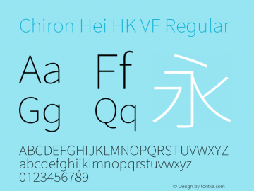 Chiron Hei HK VF Version 2.099;hotconv 1.1.0;makeotfexe 2.6.0图片样张