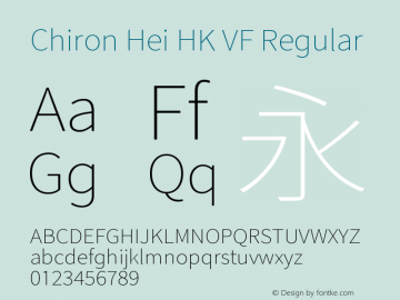 Chiron Hei HK VF Version 2.099;hotconv 1.1.0;makeotfexe 2.6.0图片样张