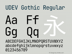 UDEV Gothic Regular Version 0.0.7 ; ttfautohint (v1.8.3) -l 6 -r 45 -G 200 -x 14 -D latn -f none -a nnn -W -X 