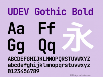 UDEV Gothic Bold 0.0.8; ttfautohint (v1.8.4.7-5d5b) -l 6 -r 45 -G 200 -x 14 -D latn -f none -a nnn -W -S -X 