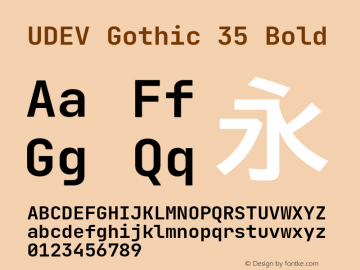 UDEV Gothic 35 Bold 0.0.9; ttfautohint (v1.8.4.7-5d5b) -l 6 -r 45 -G 200 -x 14 -D latn -f none -a nnn -W -S -X 