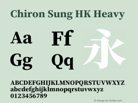 Chiron Sung HK H Version 1.002;hotconv 1.1.0;makeotfexe 2.6.0图片样张