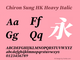 Chiron Sung HK H Italic Version 1.002;hotconv 1.1.0;makeotfexe 2.6.0图片样张