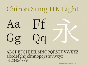 Chiron Sung HK L Version 1.002;hotconv 1.1.0;makeotfexe 2.6.0图片样张