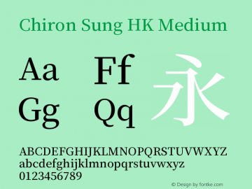 Chiron Sung HK M Version 1.002;hotconv 1.1.0;makeotfexe 2.6.0图片样张