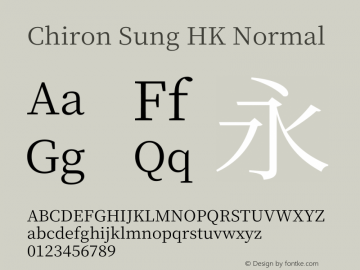 Chiron Sung HK N Version 1.002;hotconv 1.1.0;makeotfexe 2.6.0图片样张