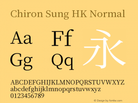 Chiron Sung HK N Version 1.002;hotconv 1.1.0;makeotfexe 2.6.0图片样张
