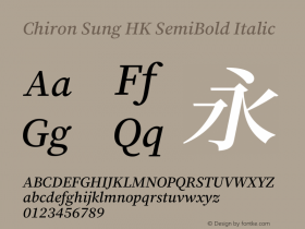 Chiron Sung HK SB Italic Version 1.002;hotconv 1.1.0;makeotfexe 2.6.0图片样张
