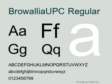 BrowalliaUPC Regular Version 5.00 Font Sample