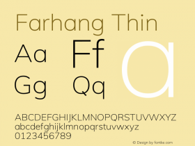 Farhang Thin Version 1.003;hotconv 1.0.109;makeotfexe 2.5.65596图片样张