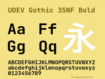 UDEV Gothic 35NF Bold 0.0.10; ttfautohint (v1.8.4.7-5d5b) -l 6 -r 45 -G 200 -x 14 -D latn -f none -a nnn -W -S -X 