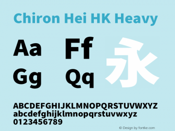 Chiron Hei HK H Version 2.500;hotconv 1.1.0;makeotfexe 2.6.0图片样张