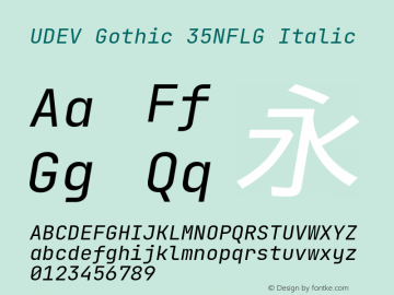 UDEV Gothic 35NFLG Italic 0.1.0; ttfautohint (v1.8.4.7-5d5b) -l 6 -r 45 -G 200 -x 14 -D latn -f none -a nnn -W -S -X 