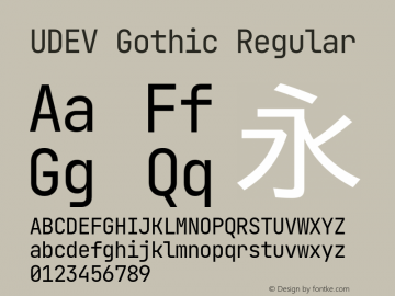 UDEV Gothic Regular 0.1.0; ttfautohint (v1.8.4.7-5d5b) -l 6 -r 45 -G 200 -x 14 -D latn -f none -a nnn -W -S -X 