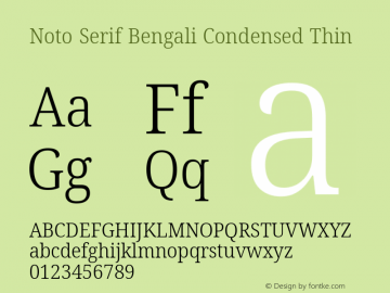 Noto Serif Bengali Condensed Thin Version 2.001; ttfautohint (v1.8.4.7-5d5b)图片样张