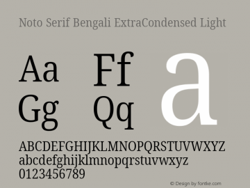 Noto Serif Bengali ExtraCondensed Light Version 2.001; ttfautohint (v1.8.4.7-5d5b)图片样张