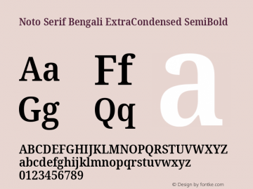 Noto Serif Bengali ExtraCondensed SemiBold Version 2.001; ttfautohint (v1.8.4.7-5d5b)图片样张