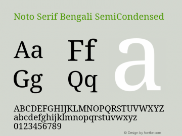 Noto Serif Bengali SemiCondensed Version 2.001; ttfautohint (v1.8.4.7-5d5b)图片样张