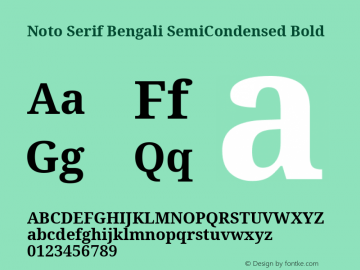 Noto Serif Bengali SemiCondensed Bold Version 2.001; ttfautohint (v1.8.4.7-5d5b)图片样张