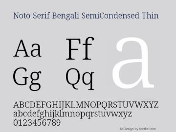 Noto Serif Bengali SemiCondensed Thin Version 2.001; ttfautohint (v1.8.4.7-5d5b)图片样张