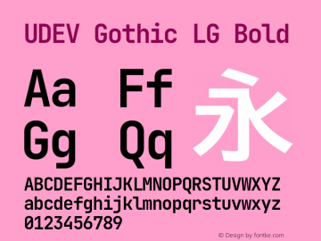UDEV Gothic LG Bold 1.0.0; ttfautohint (v1.8.4.7-5d5b) -l 6 -r 45 -G 200 -x 14 -D latn -f none -a nnn -W -S -X 