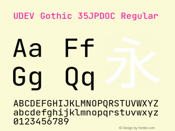 UDEV Gothic 35JPDOC Regular 1.0.0; ttfautohint (v1.8.4.7-5d5b) -l 6 -r 45 -G 200 -x 14 -D latn -f none -a nnn -W -S -X 