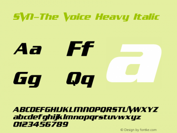SVN-The Voice Heavy Italic Font dùng b?ng m? Unicode图片样张