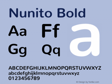 Nunito Bold Version 2.0; ttfautohint (v1.00rc1.6-4cba) -l 8 -r 50 -G 200 -x 0 -D latn -f none -w G -W图片样张