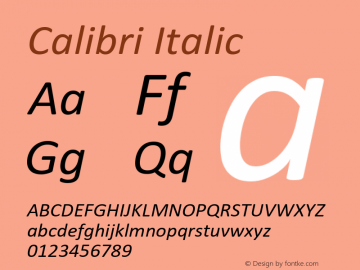 Calibri Italic Version 6.26图片样张