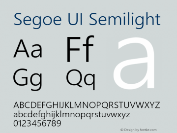 Segoe UI Semilight Version 5.64图片样张