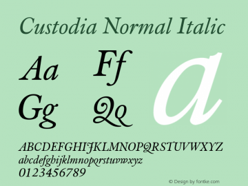 Custodia Normal Italic Version 3.001图片样张