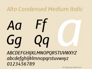 Alto Condensed  Medium Italic Version 3.001图片样张