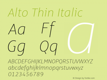 Alto Thin Italic Version 3.001图片样张