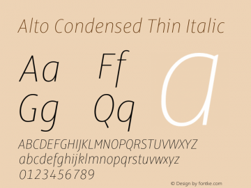 AltoCondensed-ThinItalic Version 3.001图片样张