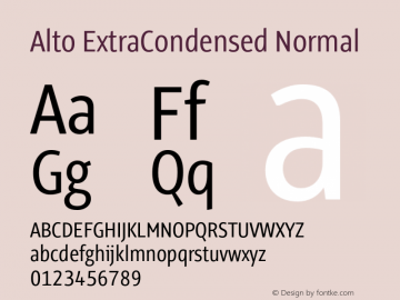 AltoExtraCondensed-Normal Version 3.001图片样张