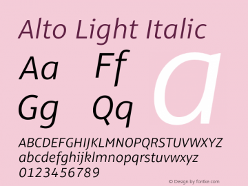 Alto-LightItalic Version 3.001图片样张