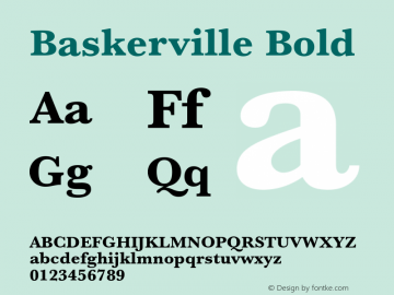 Baskerville Bold Version 1.50     09/21/2012图片样张