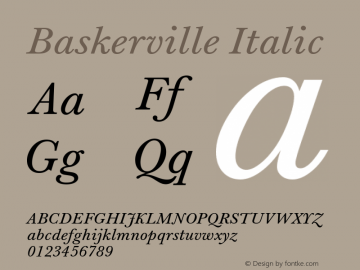 Baskerville Italic Version 1.50     09/21/2012图片样张