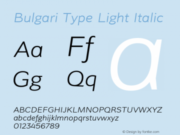 Bulgari Type Light Italic Version 1.000.18052021图片样张