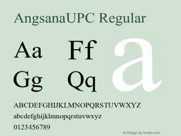 AngsanaUPC Regular Version 2.20图片样张