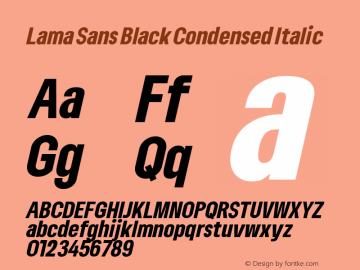 Lama Sans Black Condensed Italic Version 1.000图片样张