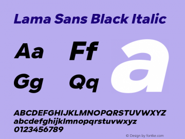 Lama Sans Black Italic Version 1.000图片样张