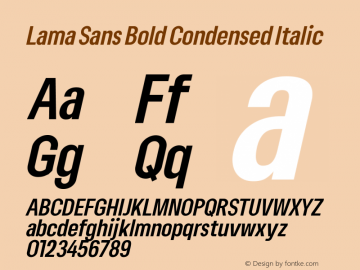 Lama Sans Bold Condensed Italic Version 1.000图片样张