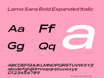 Lama Sans Bold Expanded Italic Version 1.000图片样张