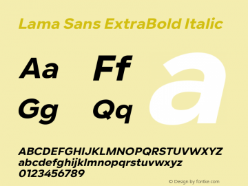 Lama Sans ExtraBold Italic Version 1.000图片样张