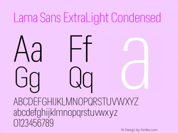 Lama Sans ExtraLight Condensed Version 1.000图片样张